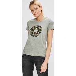 Converse - Top. Szare bluzki damskie Converse, s, z nadrukiem, z bawełny, z okrągłym kołnierzem, z krótkim rękawem. W wyprzedaży za 79,90 zł.