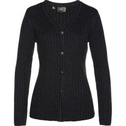 Sweter rozpinany z domieszką kaszmiru bonprix antracytowy melanż. Szare kardigany damskie bonprix, z kaszmiru. Za 189,99 zł.