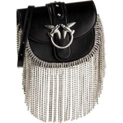 Torebka PINKO - Go-Round Baby Strass Fringes Cl PE 20 PLTT 1P21LK Y5GB Black Z99. Czarne listonoszki damskie Pinko, bez wzorów, ze skóry, bez dodatków. Za 1229,00 zł.