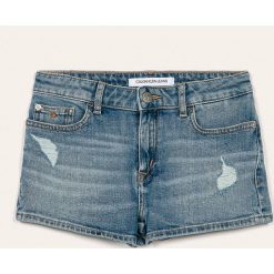 Calvin Klein Jeans - Szorty dziecięce 116-176 cm. Niebieskie spodenki dziewczęce Calvin Klein Jeans, bez wzorów, z elastanu. Za 269,90 zł.