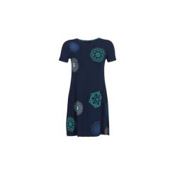 Sukienki krótkie Desigual LIRICAA. Niebieskie sukienki damskie Desigual, xs, bez wzorów, bez kołnierzyka, z krótkim rękawem, krótkie, mini. Za 247,20 zł.