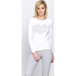 Biała Bluzka Perception. Białe bluzki damskie marki Born2be, xl, z aplikacjami, z okrągłym kołnierzem, z długim rękawem. Za 39,99 zł.