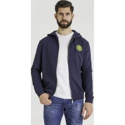 BLUZA trussardi jeans. Niebieskie bluzy męskie s, z nadrukiem, z bawełny, z kapturem. Za 639,00 zł.