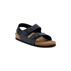 Sandały Birkenstock MILANO BASALT. Niebieskie sandały damskie Birkenstock, bez wzorów, bez obcasa, bez zapięcia. Za 366,20 zł.