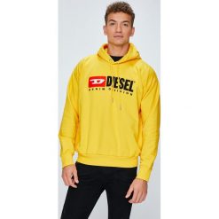 Diesel - Bluza. Żółte bluzy męskie marki Diesel, s, z nadrukiem, z bawełny, z kapturem. Za 599,90 zł.