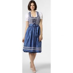 Alpenfeeling - Ludowa sukienka damska, niebieski. Niebieskie sukienki damskie Alpenfeeling, w koronkowe wzory, z koronki, bez kołnierzyka, bez rękawów. Za 579,95 zł.