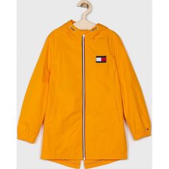 Tommy Hilfiger - Kurtka dziecięca 128-176 cm. Żółte kurtki dziewczęce TOMMY HILFIGER, bez wzorów, z bawełny, długie, z kapturem. Za 499,90 zł.