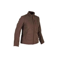 Kurtka SOFTSHELL myśliwska 500 damska. Pomarańczowe kurtki sportowe damskie SOLOGNAC, bez wzorów, z elastanu, bez kaptura. Za 249,99 zł.