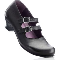 Buty ślubne damskie: Wygodne czółenka skórzane z paskiem bonprix czarny