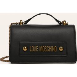 Love Moschino - Torebka. Czarne listonoszki damskie Love Moschino, bez wzorów, z materiału, na ramię, małe, bez dodatków. Za 699,90 zł.
