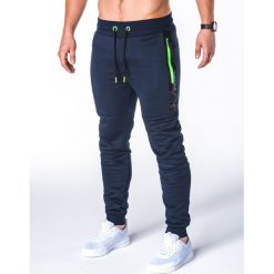 SPODNIE MĘSKIE DRESOWE P657 - GRANATOWE. Niebieskie spodnie dresowe męskie marki Ombre Clothing, s, z bawełny. Za 69,00 zł.