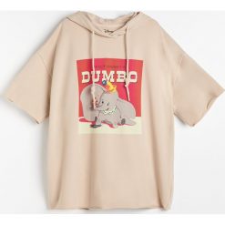 Bluza z krótkim rękawem Dumbo - Kremowy. Białe bluzy damskie Reserved, s, bez wzorów, z krótkim rękawem, krótkie, bez kaptura. W wyprzedaży za 49,99 zł.