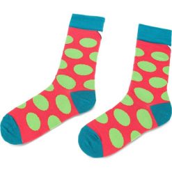 Skarpety Wysokie Unisex CUP OF SOX - Rubinowe Skarpety W Zielone Grochy A Czerwony Kolorowy. Czerwone skarpetki damskie marki Cup of sox, w grochy, z elastanu. Za 24,00 zł.