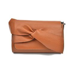 Torebki klasyczne damskie: Skórzana torebka w kolorze koniaku – (S)25 x (W)20 x (G)9 cm