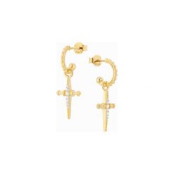 Kolczyki Mini Vintage Crosses Gold. Żółte kolczyki damskie Alicja&maria jewellery, pozłacane, na sztyftcie. Za 249,00 zł.