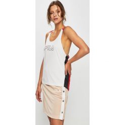 Fila - Top sportowy. Białe topy damskie Fila, s, z nadrukiem, z elastanu, bez rękawów. W wyprzedaży za 89,90 zł.