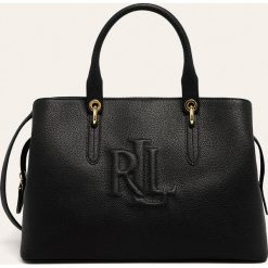 Lauren Ralph Lauren - Torebka skórzana. Czarne torby damskie na zakupy Lauren Ralph Lauren, w paski, z poliesteru, na ramię, bez dodatków. Za 1499,00 zł.