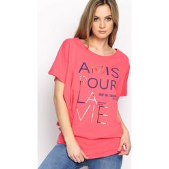 Koralowy T-shirt Life Is Life. Pomarańczowe t-shirty damskie marki Born2be, s. Za 29,99 zł.