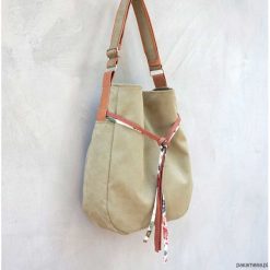 Torebki klasyczne damskie: SIMPLY BAG – duża torba worek – oliwka