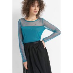 Koszulka z perłami. Zielone t-shirty damskie Orsay, xs, z dzianiny, z okrągłym kołnierzem. Za 69,99 zł.