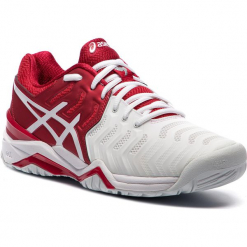 Buty ASICS - Gel-Resolution Novak E805N Classic Red/White/Silver 2301. Białe buty do tenisa męskie Asics, z materiału. W wyprzedaży za 449,00 zł.