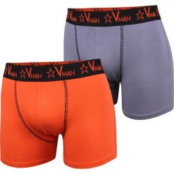 Dwupak męskich bokserek VIANIA Vman Grey Orange. Szare bokserki męskie marki Viania, z dzianiny. Za 41,99 zł.