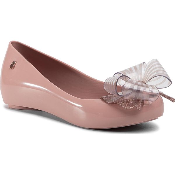 Baleriny MELISSA - Ultragirl Sweet XVIII 32716 Pink/Pink Glitter 53328. Różowe baleriny damskie Melissa, bez wzorów, z tworzywa sztucznego, bez obcasa. Za 279,00 zł.