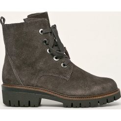 Marco Tozzi - Workery skórzane. Szare workery damskie z wełny, na sznurówki. Za 349,90 zł.