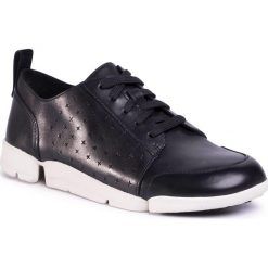 Sneakersy CLARKS - TriAmelia Edge 261504004 Black Leather. Czarne półbuty damskie Clarks, na co dzień, bez wzorów, ze skóry, bez obcasa, na płaskiej podeszwie, bez zapięcia. W wyprzedaży za 299,00 zł.