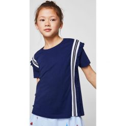 Mango Kids - Top dziecięcy Susi 110-164 cm. Szare bluzki dziewczęce marki Mango Kids, z bawełny, z okrągłym kołnierzem, z krótkim rękawem. Za 49,90 zł.