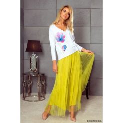 Bluzki damskie: BLUZKA LONGSLEEVE NIEBIESKI KWIAT K222