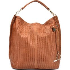 Shopper bag damskie: Skórzana torebka w kolorze koniaku – (S)40 x (W)46 x (G)17 cm