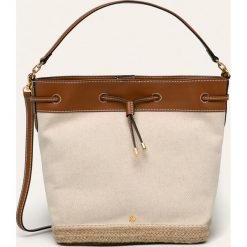 Lauren Ralph Lauren - Torebka. Białe kuferki damskie Lauren Ralph Lauren, w paski, z bawełny, duże, z aplikacjami. Za 979,90 zł.