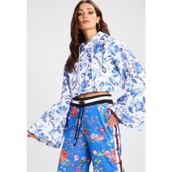 Bluzy damskie: Jaded London CROP HOODIE WITH TAPE DETAIL Bluza z kapturem white/blue