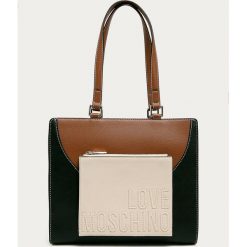 Love Moschino - Torebka. Pomarańczowe listonoszki damskie Love Moschino, w paski, ze skóry ekologicznej, na ramię, duże, bez dodatków. Za 879,90 zł.