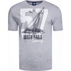 T-shirt NORTH SAILS Szary. Szare t-shirty męskie marki North Sails, z nadrukiem, z bawełny, z okrągłym kołnierzem. W wyprzedaży za 140,00 zł.