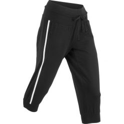 Spodnie sportowe 3/4, Level 1 bonprix czarny. Czarne spodnie damskie bonprix, w paski. Za 64,99 zł.