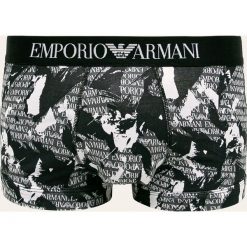 Emporio Armani - Bokserki. Czarne bokserki męskie Emporio Armani, bez wzorów, z elastanu. W wyprzedaży za 129,90 zł.