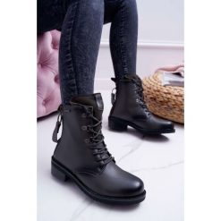 Damskie Botki Workery Big Star Skórzane Szare EE274507. Szare botki damskie ze skóry, klasyczne. Za 379,00 zł.