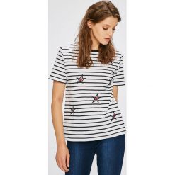 Trendyol - Top. Szare topy damskie marki Trendyol, m, z haftami, z bawełny, z okrągłym kołnierzem. W wyprzedaży za 49,90 zł.