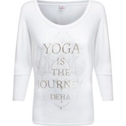 T-shirt DEHA HARMONIC. Białe t-shirty damskie Deha, z nadrukiem, z tkaniny, bez kołnierzyka. W wyprzedaży za 120,00 zł.