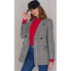 Marynarki i żakiety damskie: Neon Rose Długa marynarka w kratę – Black,Pink,White,Red