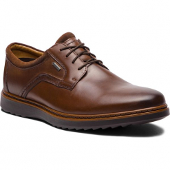 Półbuty CLARKS - Un Geo LaceGtx GORE-TEX 261380417 Brown Leather. Pomarańczowe buty wizytowe męskie marki Clarks, ze skóry. W wyprzedaży za 369,00 zł.