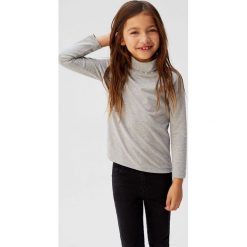Mango Kids - Longsleeve Turbo 110 - 164 cm. Szare bluzki dziewczęce Mango Kids, bez wzorów, z elastanu, z golfem, z krótkim rękawem, krótkie, bez kaptura. Za 25,90 zł.