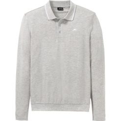 Shirt polo w wygodnym fasonie, długi rękaw bonprix jasnoszary melanż. Szare koszulki męskie bonprix, s, bez wzorów, z długim rękawem. Za 59,99 zł.