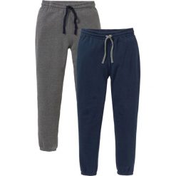 Spodnie dresowe (2 pary) bonprix ciemnoniebieski + szary melanż. Niebieskie spodnie męskie bonprix, xxl, bez wzorów, z dresówki. Za 109,98 zł.