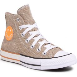 Trampki CONVERSE - Ctas Hi 167658C Khaki/Total Orange/White. Brązowe półbuty damskie Converse, bez wzorów, z gumy, bez obcasa, na płaskiej podeszwie, bez zapięcia. Za 339,00 zł.