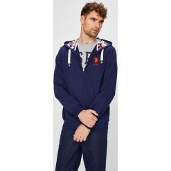 U.S. Polo - Bluza. Niebieskie bluzy męskie rozpinane marki U.S. Polo, l, z bawełny, z kapturem. W wyprzedaży za 439,90 zł.