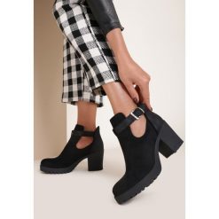 Czarne Zamszowe Botki Hyrielle. Czarne botki damskie Renee, z zamszu, bez obcasa, na obcasie, bez zapięcia. W wyprzedaży za 129,99 zł.