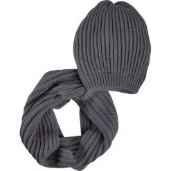 Czapki damskie: Komplet 2-częściowy: czapka beanie + szalik koło bonprix ciemnoszary